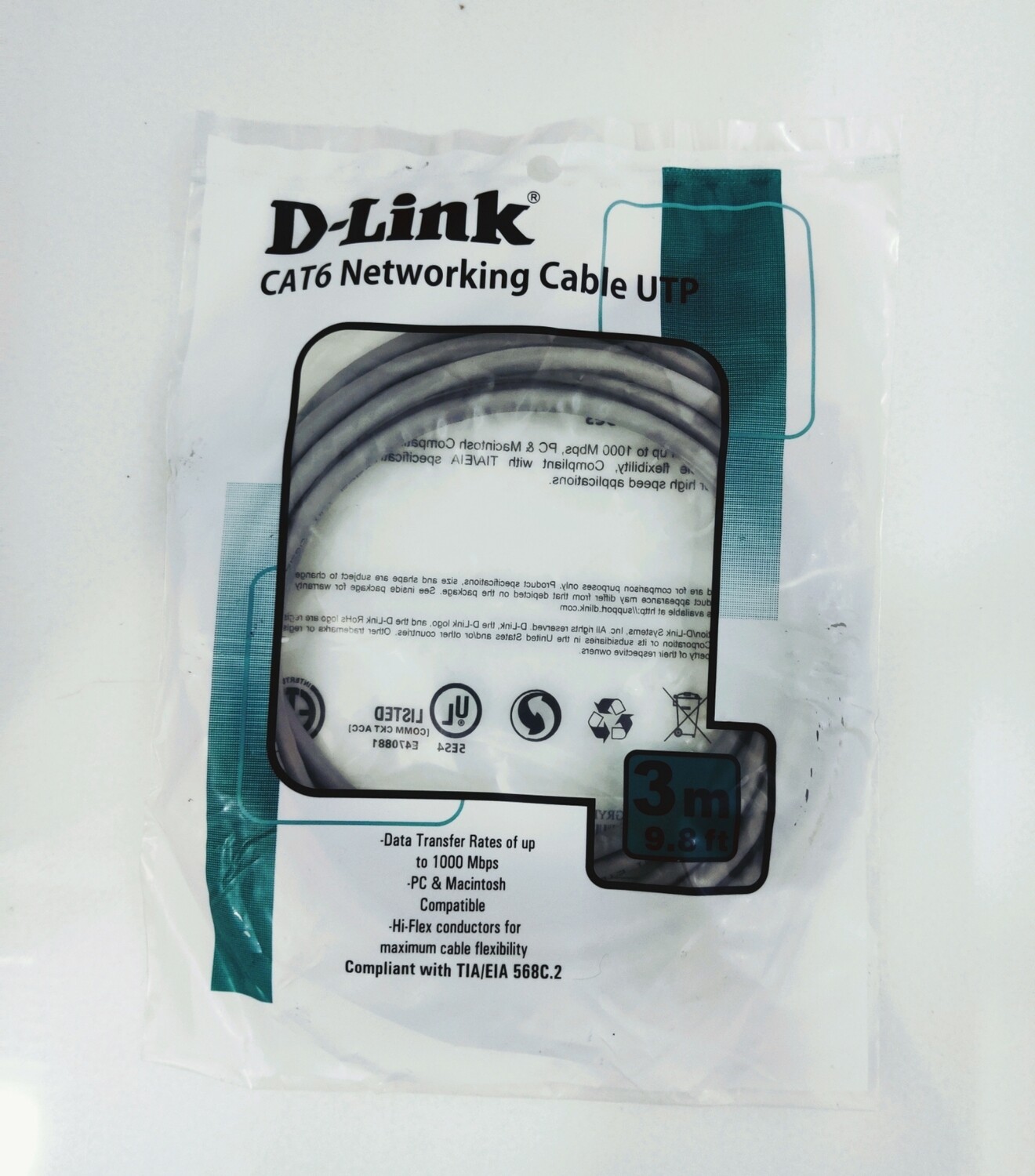 D-Link 3mtr Cat-6 Patch Cord Lan Cable