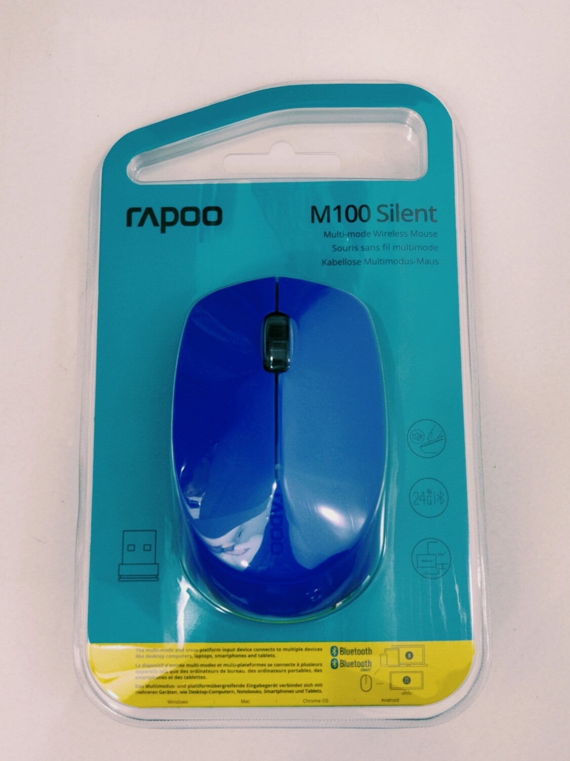 Rapoo M100 Silent Wireless Mouse With Bluetooth, Blue