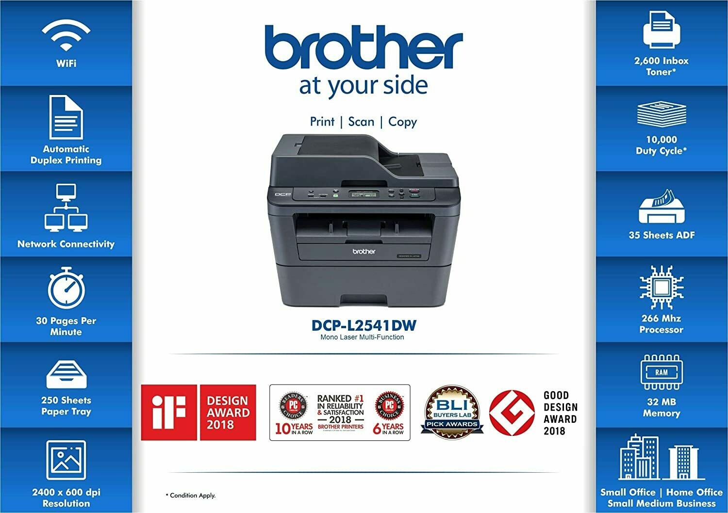 Brother DCP-L2541DW Multi-Function Monochrome Laser Printer Brother DCP-L2541DW Multi-Function Monochrome Laser Printer