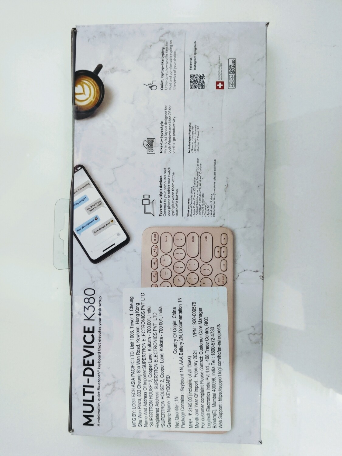 Logitech K380 Wireless Multi-Device Bluetooth Keyboard, Rose Gold Logitech K380 Wireless Multi-Device Bluetooth Keyboard, Rose Gold