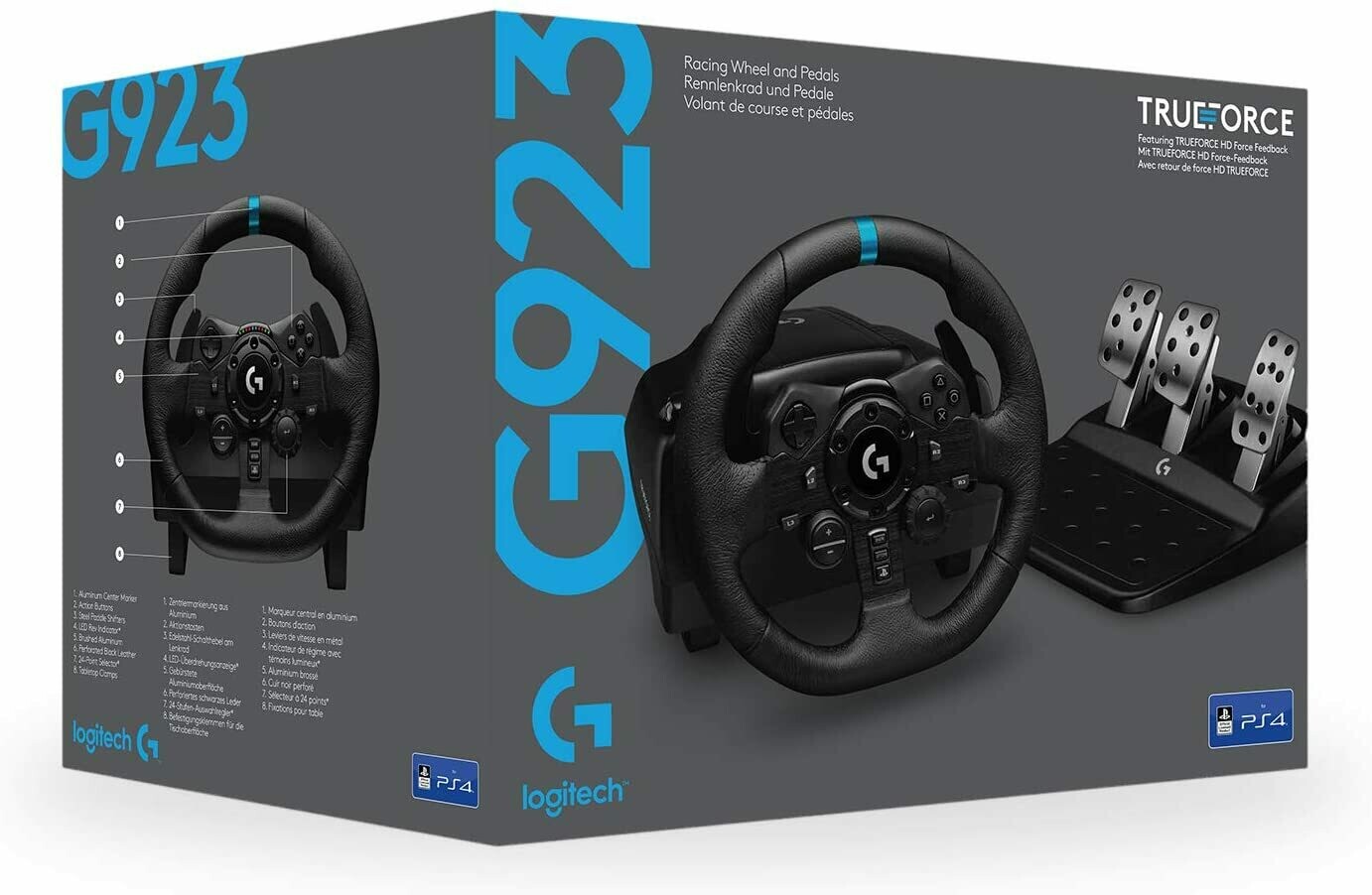 Logitech G923 Racing Wheel and Pedals, TRUEFORCE 1000 Hz Force