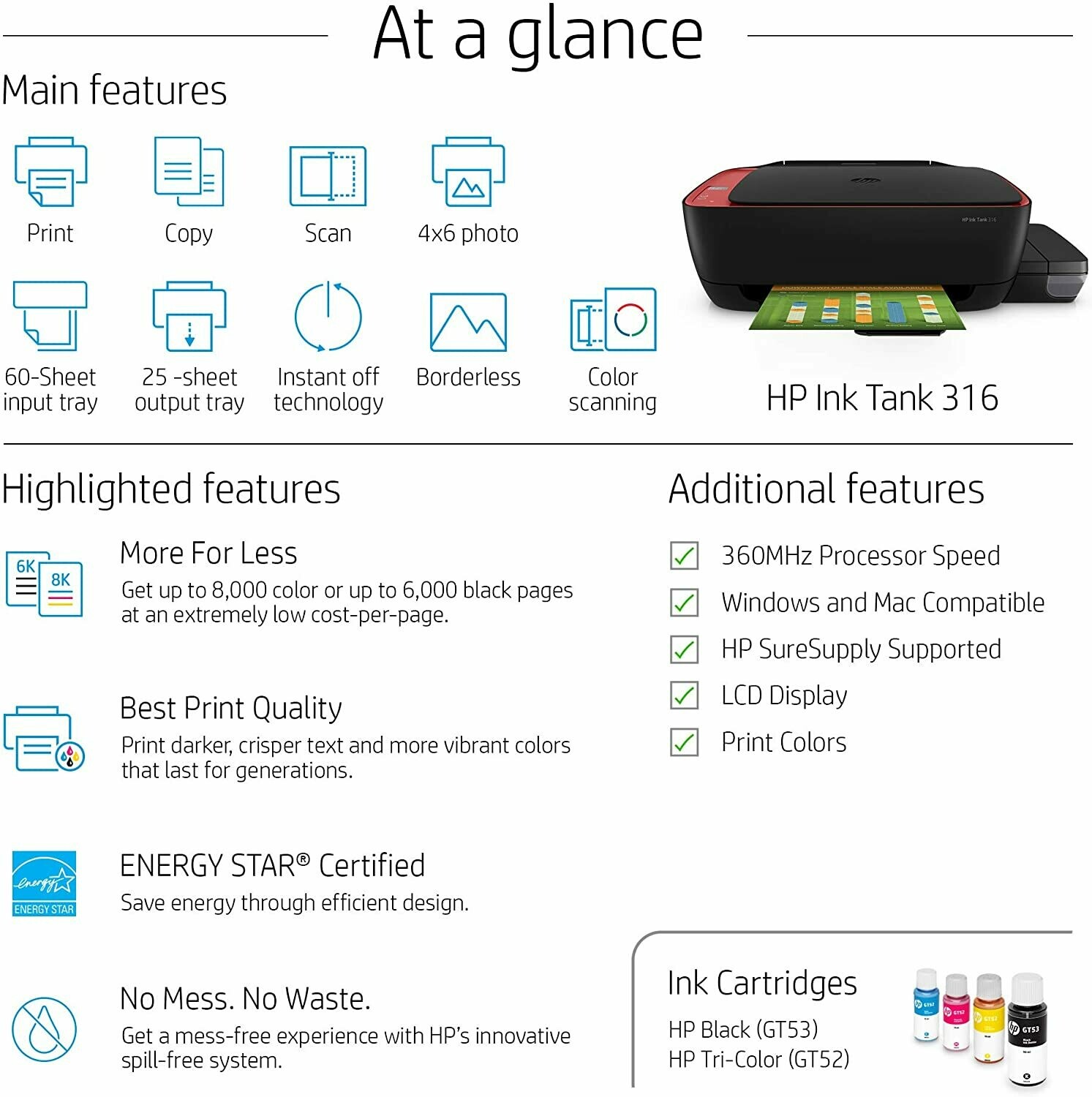 HP 316 Color All In One Ink Tank Printer