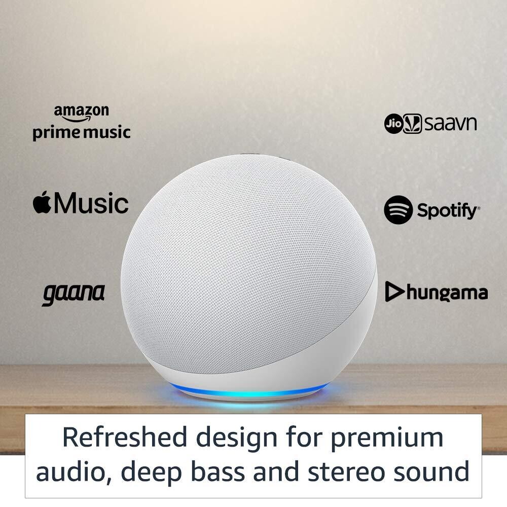 Amazon Echo 4th Gen, Alexa Smart Speaker with Dolby audio, White Amazon Echo 4th Gen, Alexa Smart Speaker with Dolby audio, White