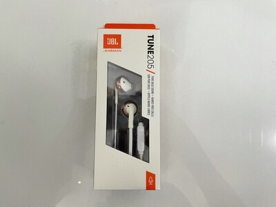 JBL T205 Pure Bass Metal Earbud Headphones White Rose Gold