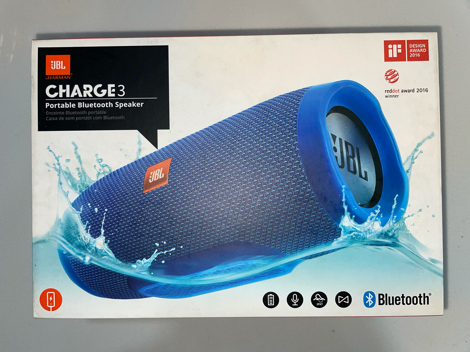 JBL Charge 3 Wireless Portable Speaker, Blue