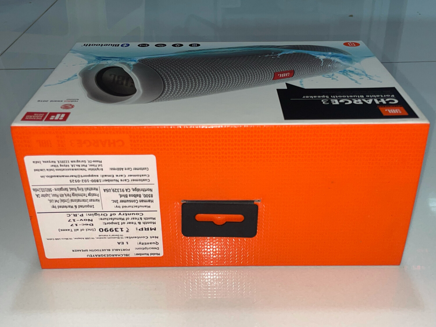 JBL Charge 3 Wireless Portable Speaker, Gray