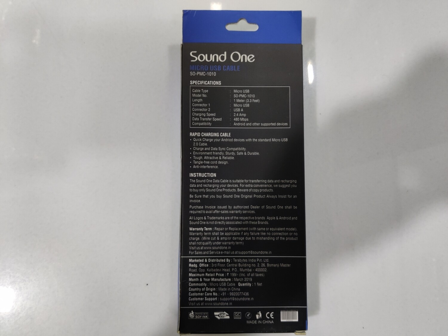 Sound One 1mtr  Micro USB Cable