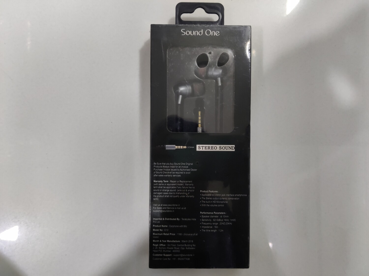 Sound One E10 In Earphones With Mic, Grey