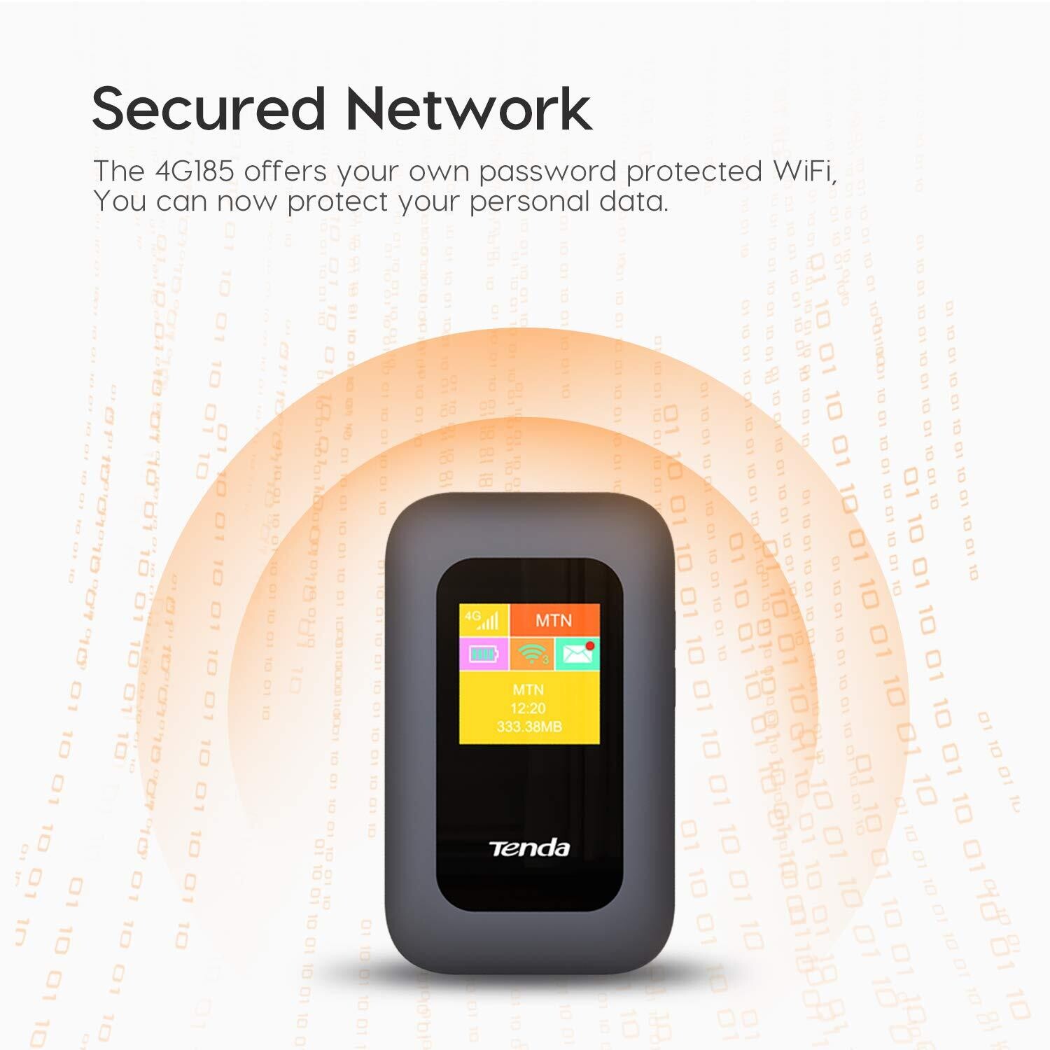 Tenda 4G185 3G/4G LTE Advanced 150Mbps Pocket Mobile Wi-Fi Hotspot Device Tenda 4G185 3G/4G LTE Advanced 150Mbps Pocket Mobile Wi-Fi Hotspot Device