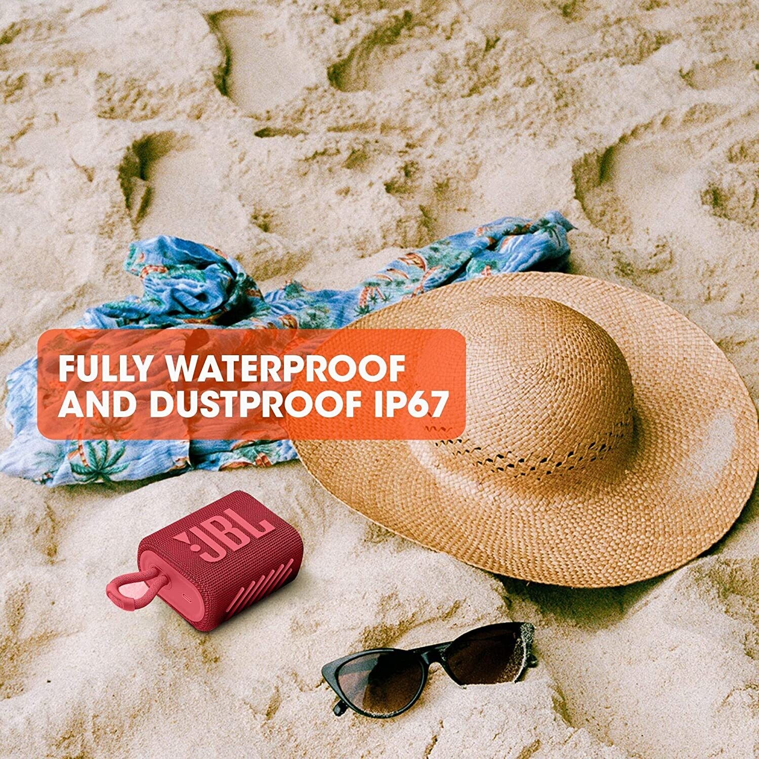 JBL Go 3, Wireless Ultra Portable Bluetooth Speaker,Red