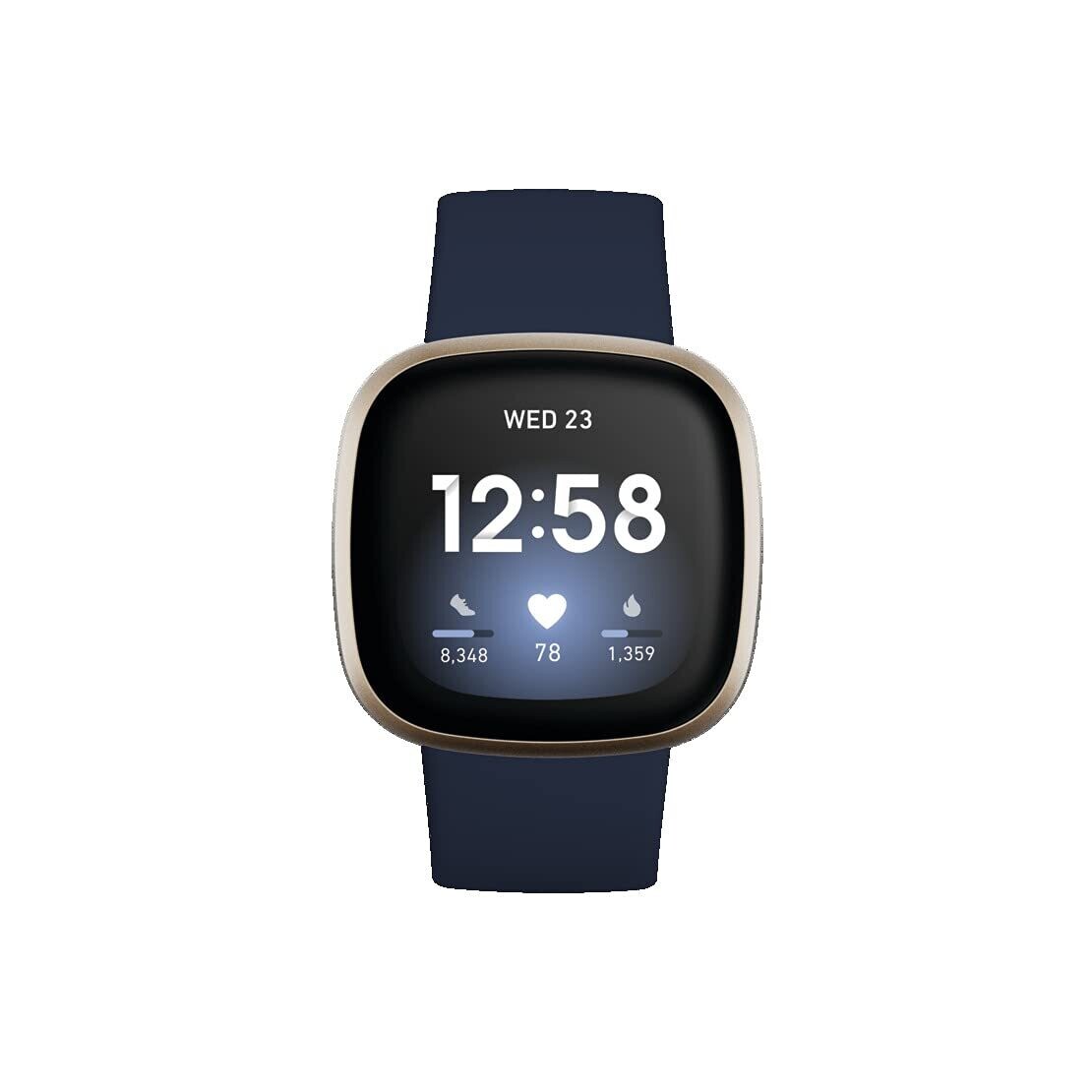 Fitbit Versa 3 Health & Fitness Smartwatch, Midnight Blue/Gold