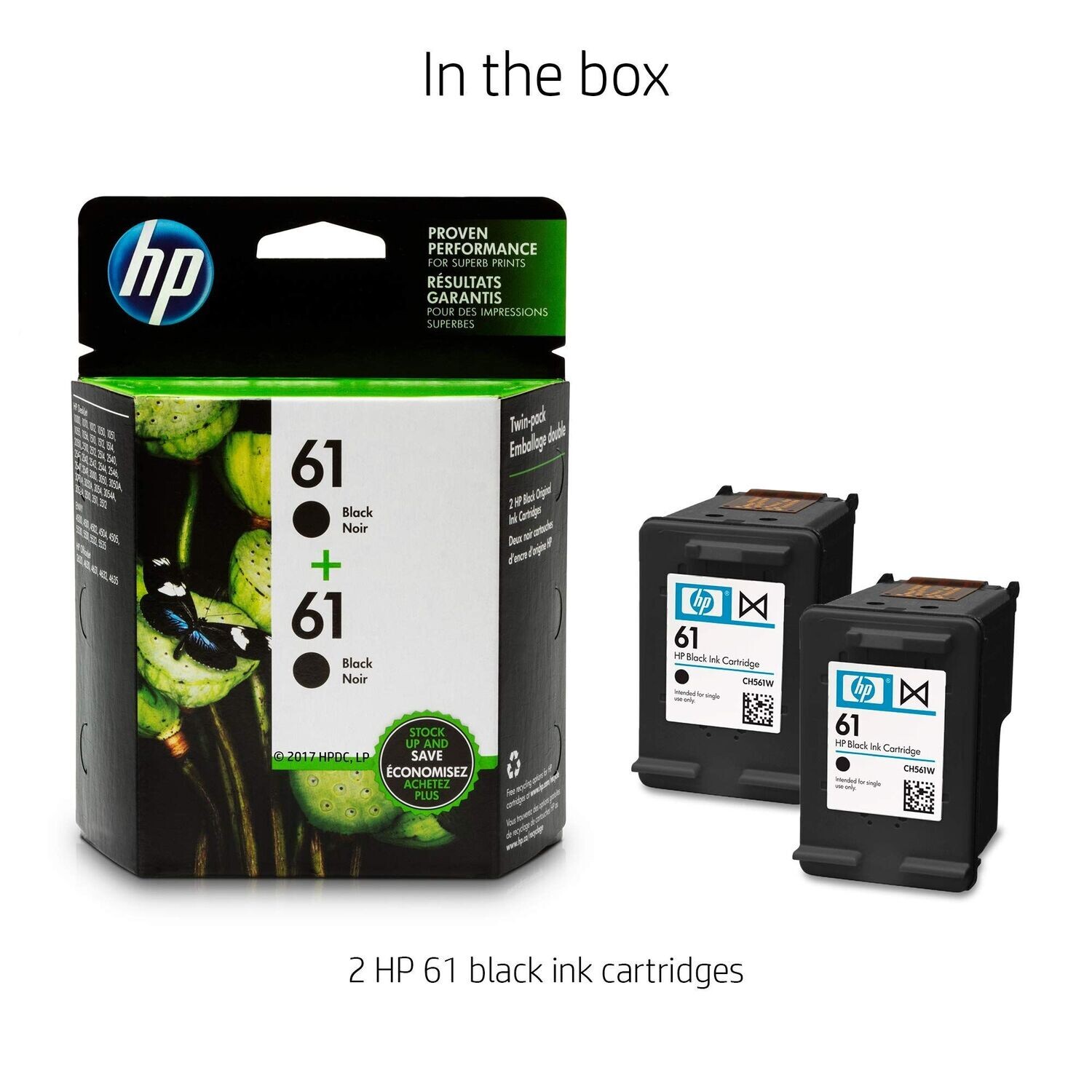 HP 61 Black Ink Cartridge, Twin Pack