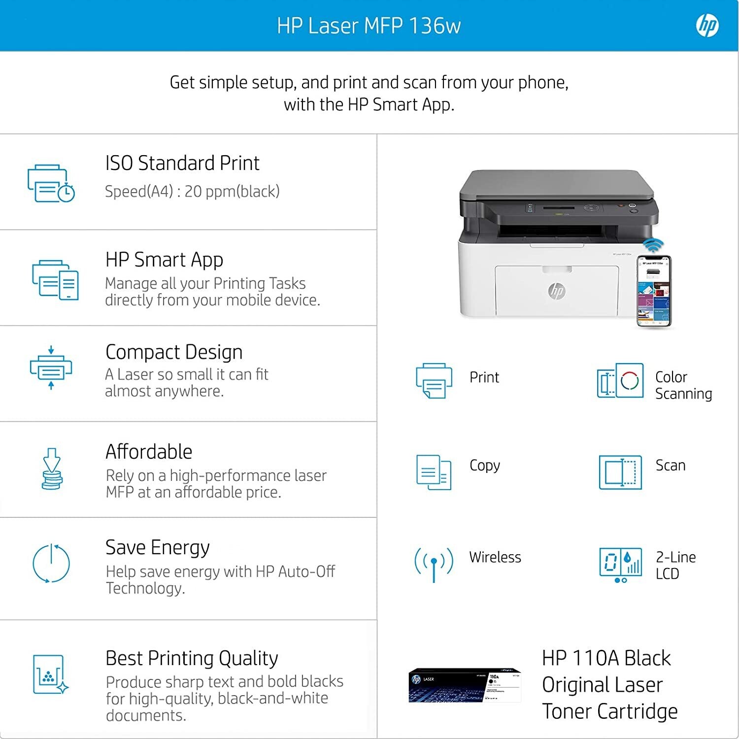 HP 136w Multi-function 20ppm Laser Printer HP 136w Multi-function 20ppm Laser Printer