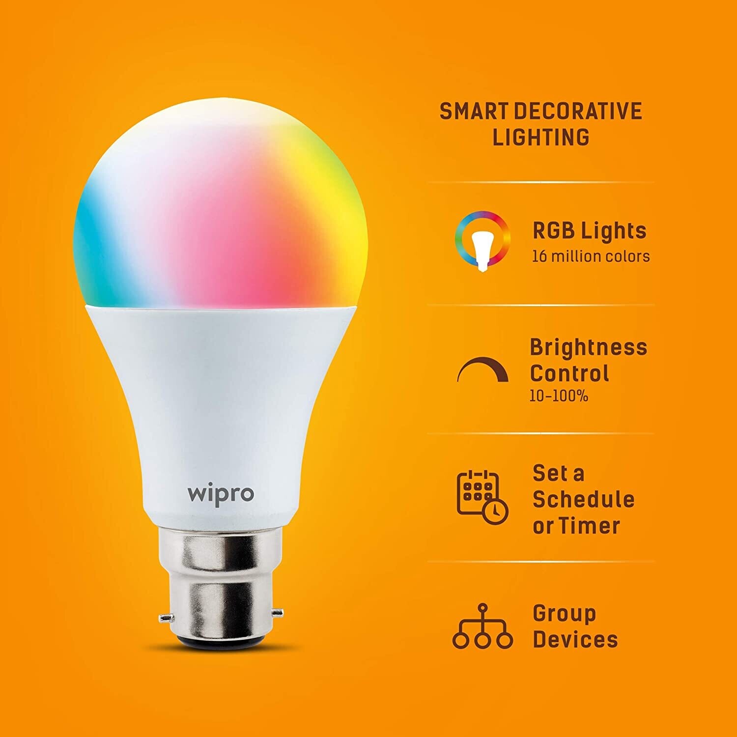 Wipro Smart Bulb NS9300 9-Watt B22 WiFi Enabled Wipro Smart Bulb NS9300 9-Watt B22 WiFi Enabled