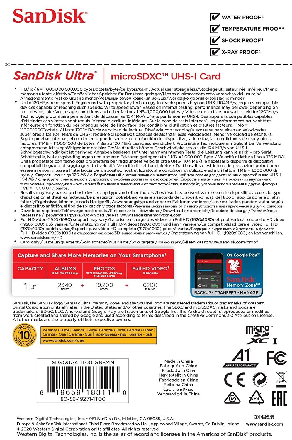 SanDisk Ultra 1TB MicroSD Card Memory Card, 120MB/s SanDisk Ultra 1TB MicroSD Card Memory Card, 120MB/s