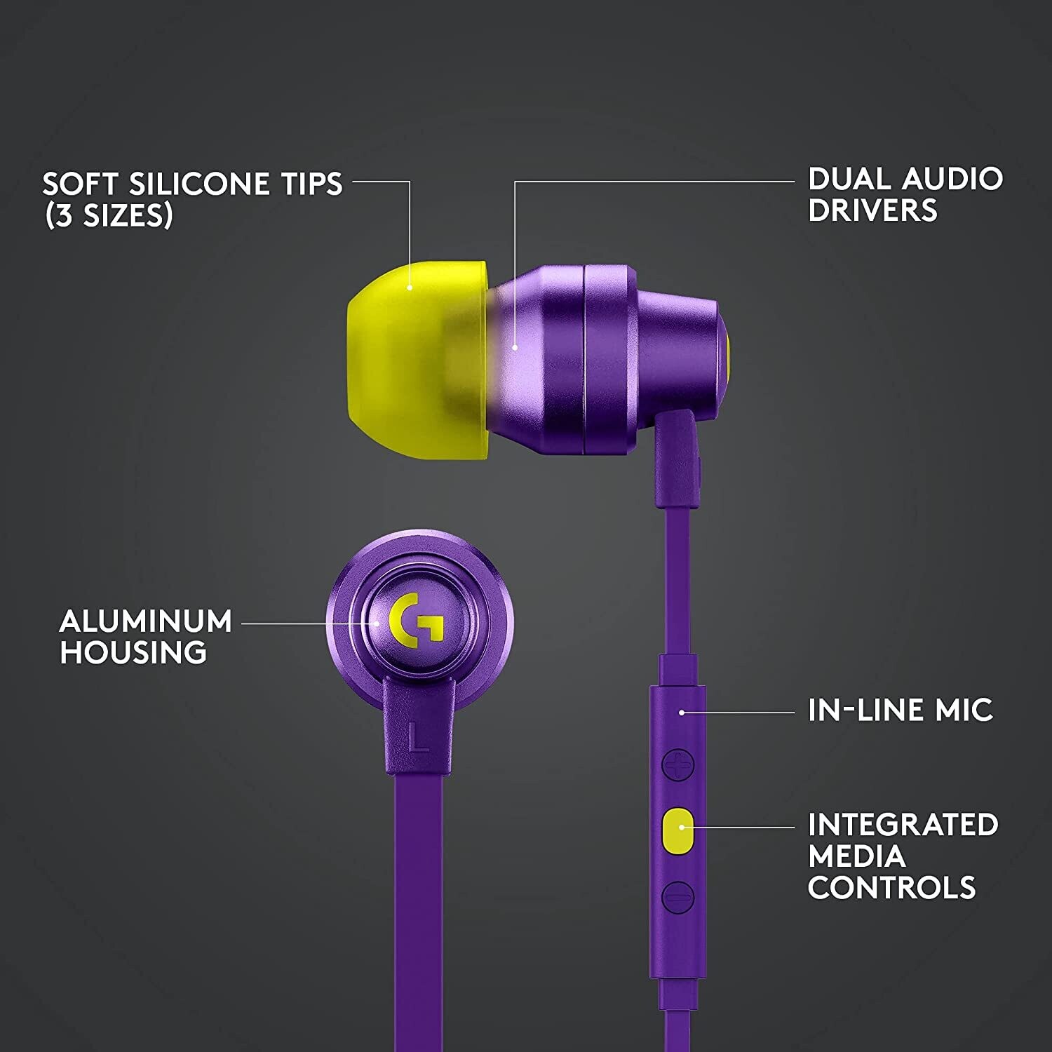 Logitech G333 Gaming Earphones,Purple