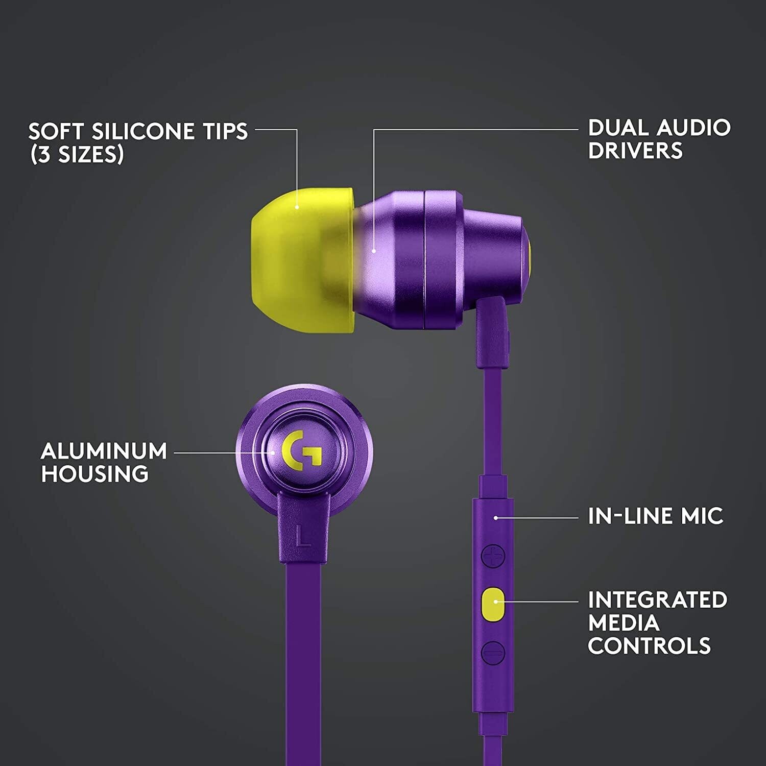 Logitech G333 Gaming Earphones,Purple