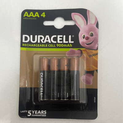 Duracell AAA, 4, Battery, 900mAh, Rechargeable Ultra