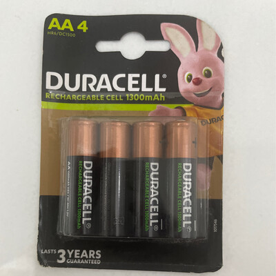 Duracell AA, 4 Batteries, 1300mAh, Rechargeable Plus