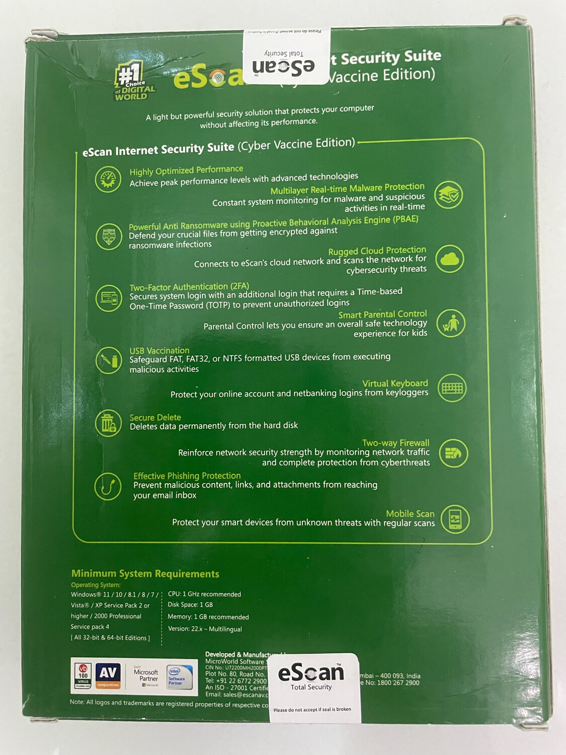 New v22x, 10 User, 1 Year, eScan Internet Security New v22x, 10 User, 1 Year, eScan Internet Security