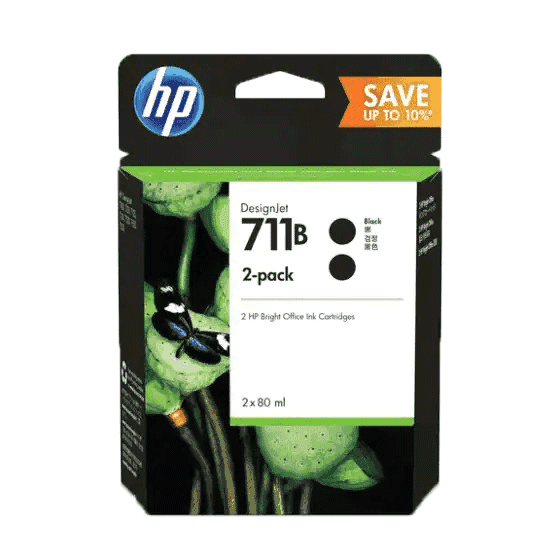 HP DesignJet 711B 2-Pack 80-ml Black Ink Cartridges (3WX02A)