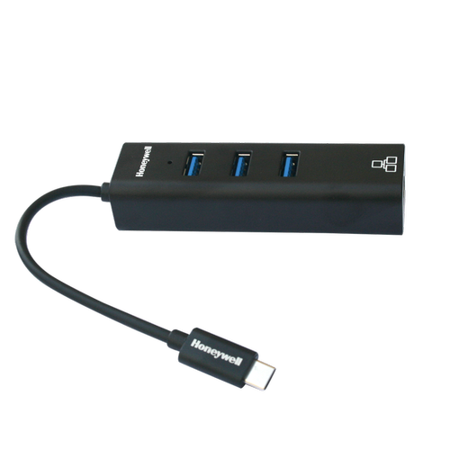 Sharkoon - 3-Port USB 3.0 Aluminium Hub + RJ45 Ethernet Adapter Type C