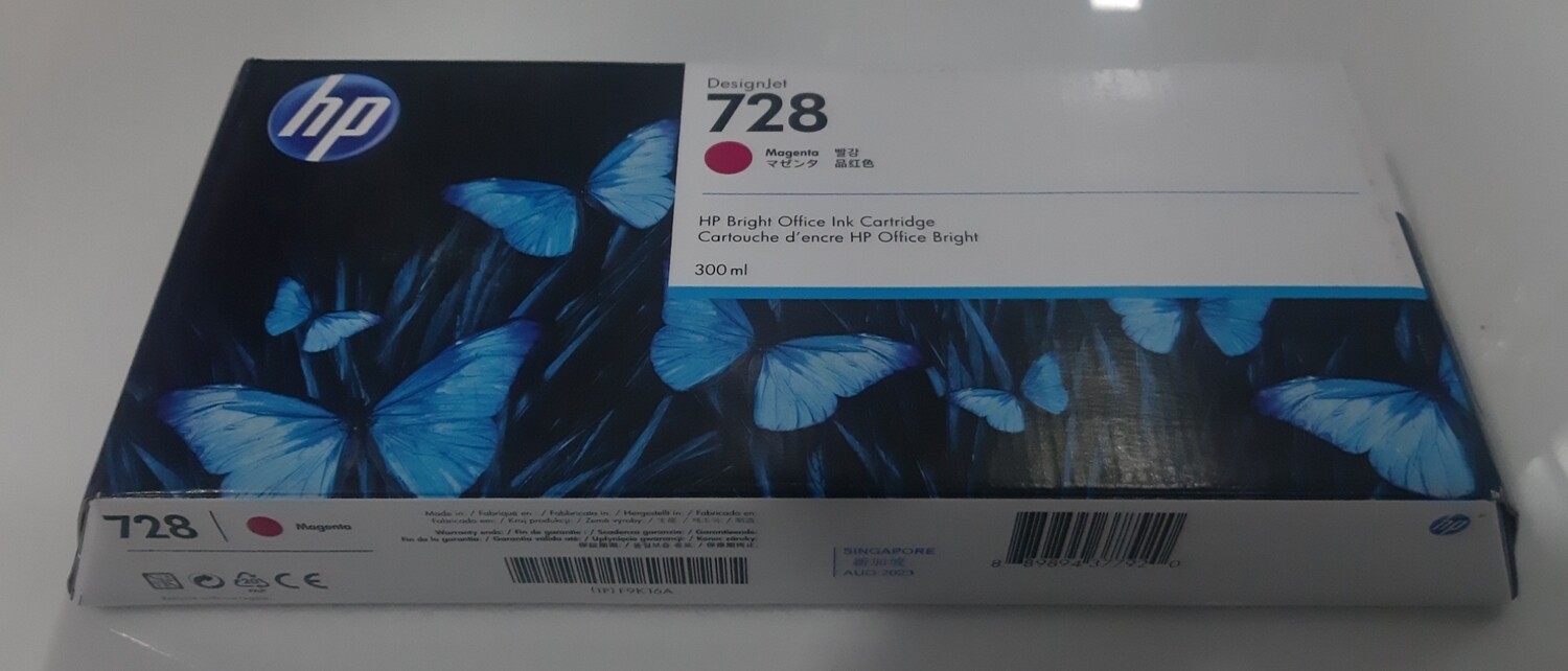 HP DesignJet 728 Magenta Ink Cartridge, 300ml (T730, T830)