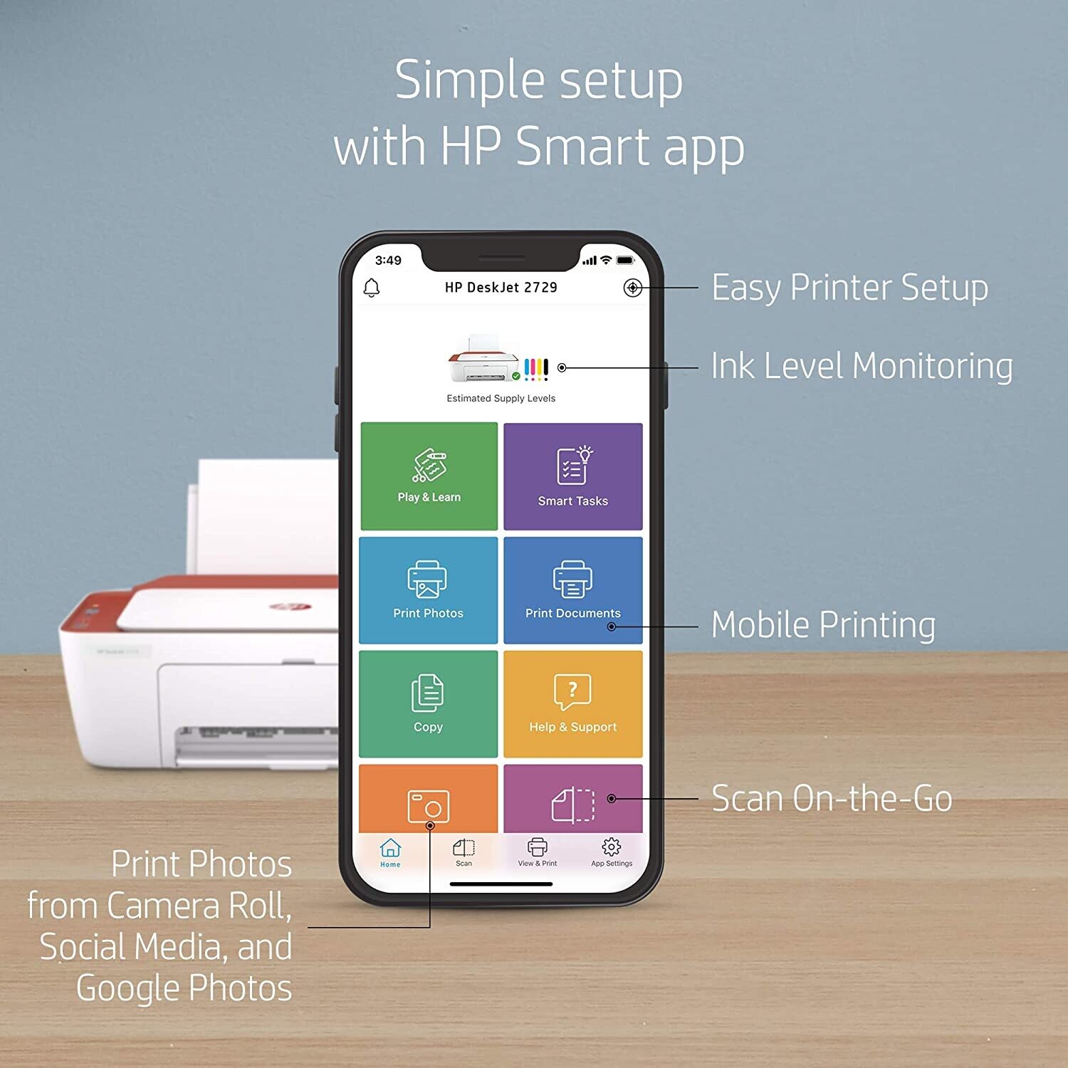HP Deskjet 2729 WiFi Colour Printer