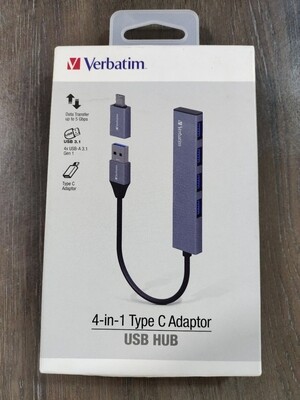 Verbatim 4-Prot 3.1 USB Hub + Type-C Adaptor