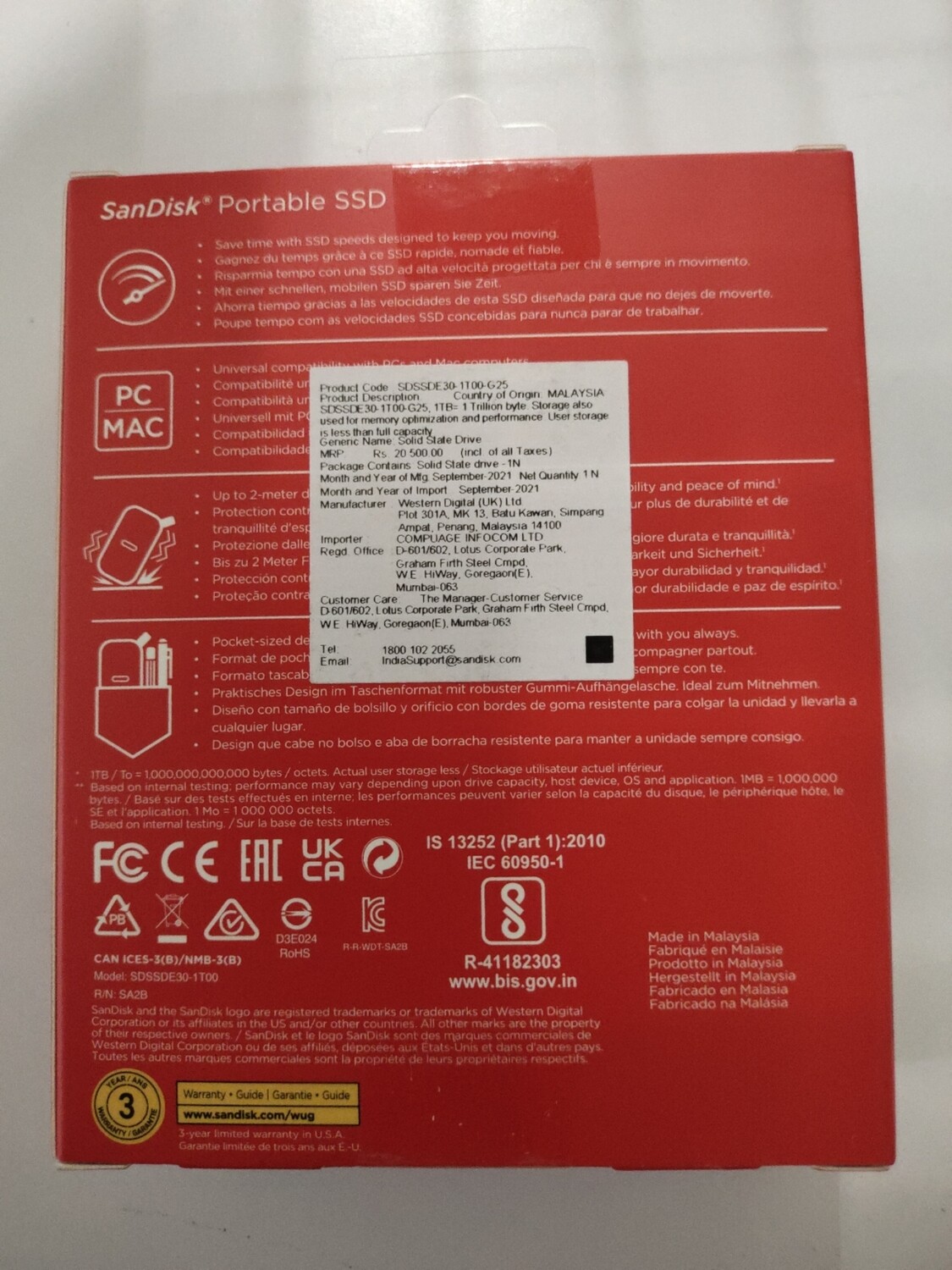 Sandisk 1TB Portable SSD (SDSSDE30-1T00-G26) Sandisk 1TB Portable SSD (SDSSDE30-1T00-G26)