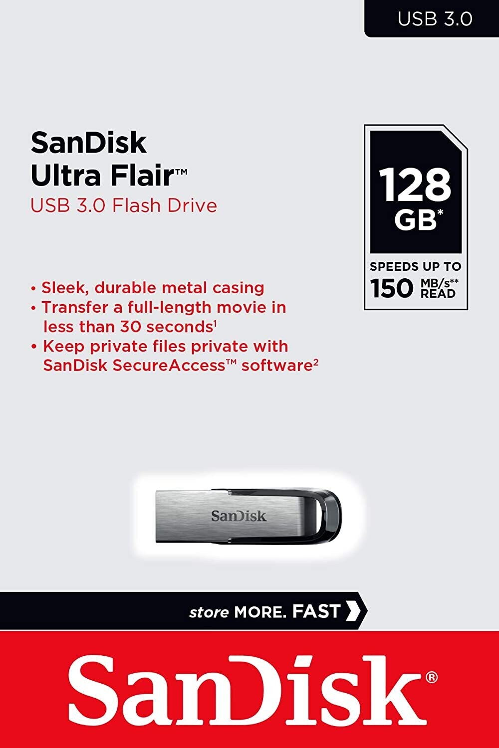 SanDisk 128GB Ultra Flair 3.0 USB Flash Drive