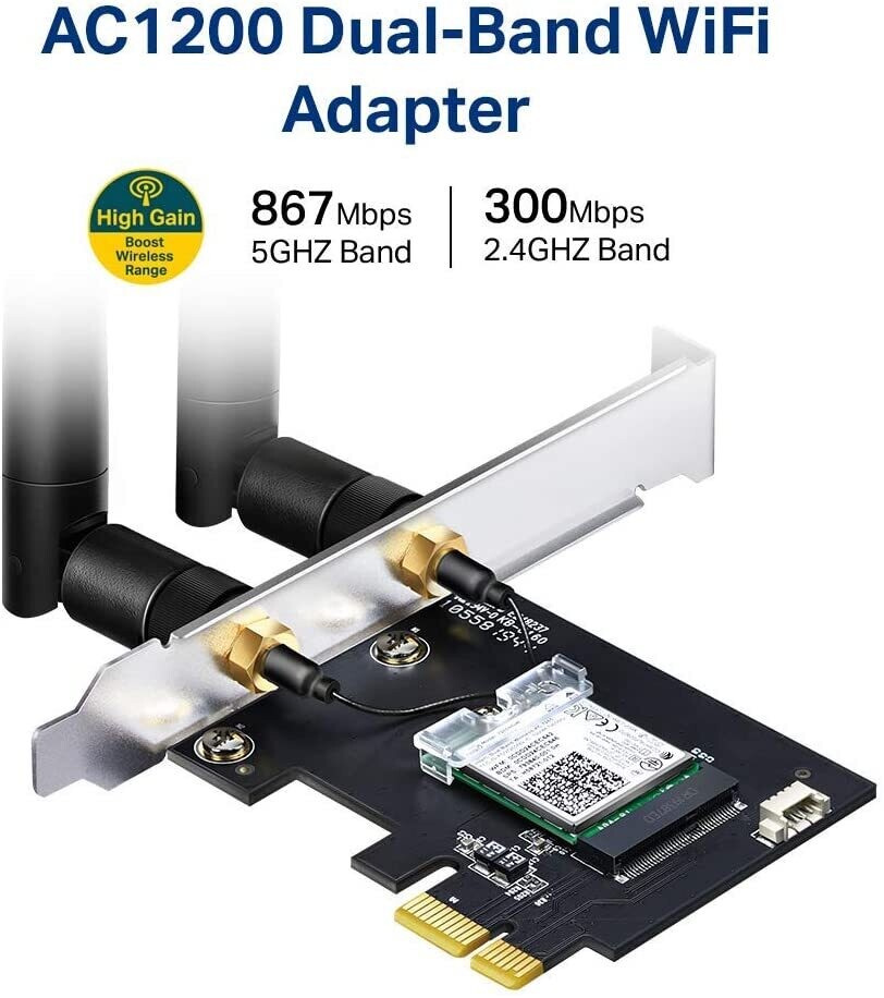 TP Link Archer T5E AC1200 Wi-Fi Bluetooth 4.2 PCIe Adapter TP Link Archer T5E AC1200 Wi-Fi Bluetooth 4.2 PCIe Adapter