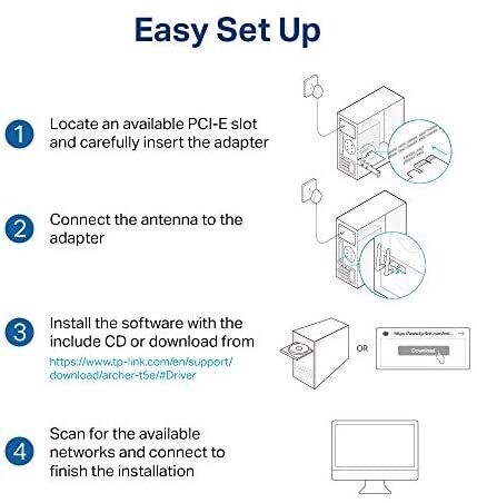 TP Link Archer T5E AC1200 Wi-Fi Bluetooth 4.2 PCIe Adapter TP Link Archer T5E AC1200 Wi-Fi Bluetooth 4.2 PCIe Adapter