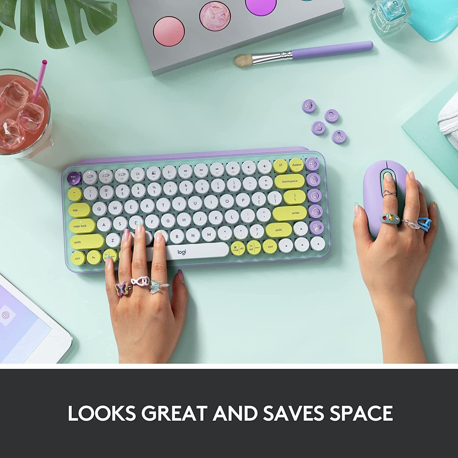 Logitech POP Keys Mechanical Wireless Keyboard, Daydream