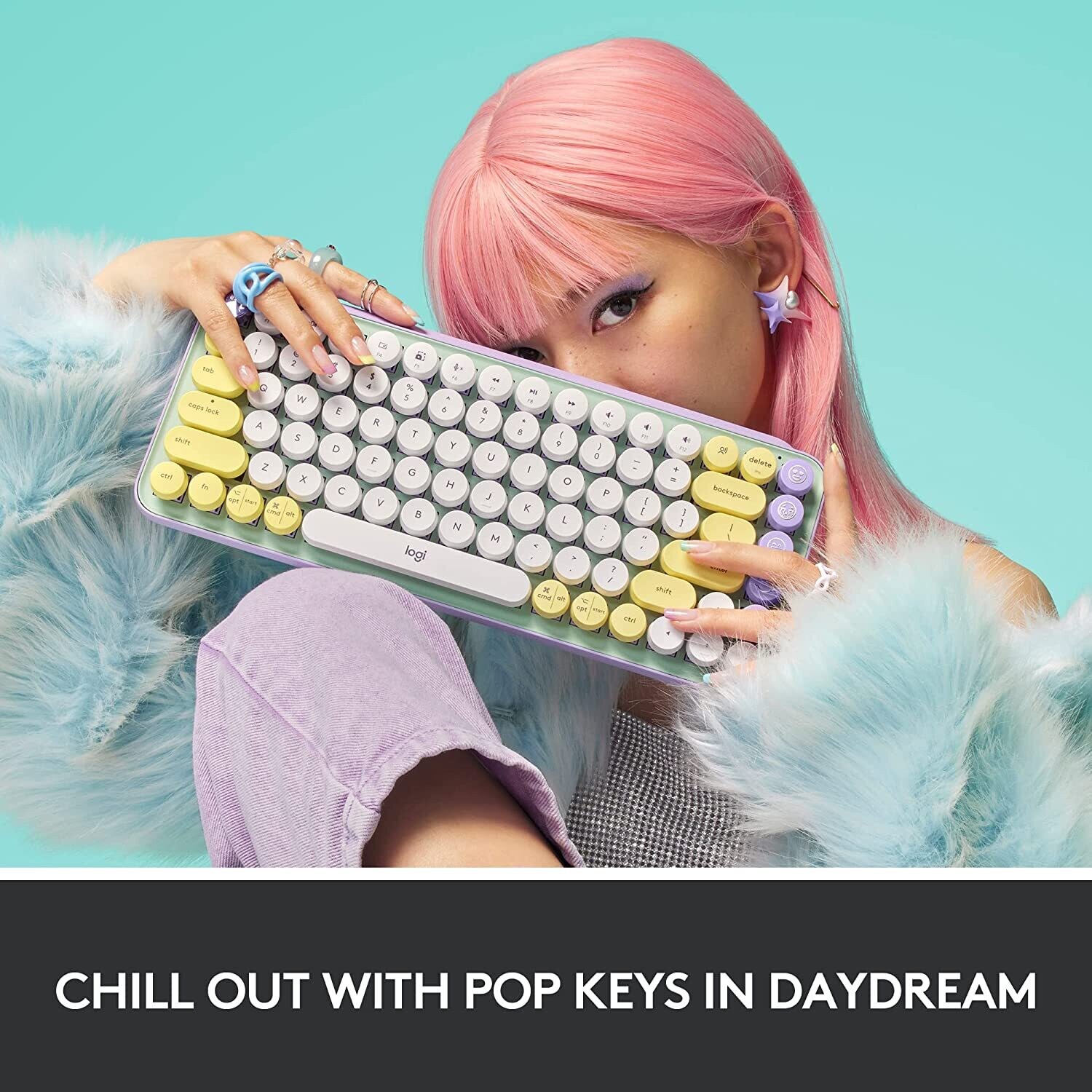Logitech POP Keys Mechanical Wireless Keyboard, Daydream