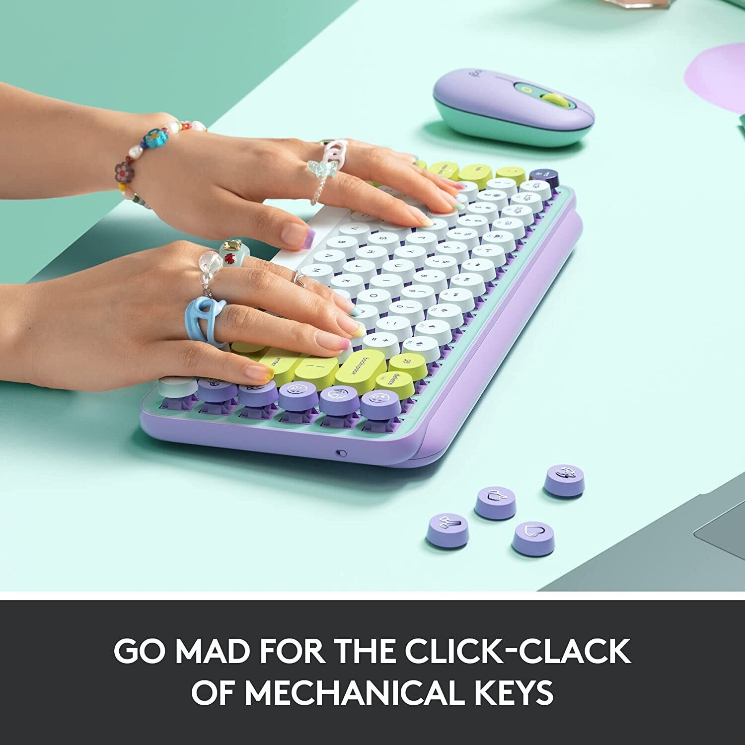 Logitech POP Keys Mechanical Wireless Keyboard, Daydream