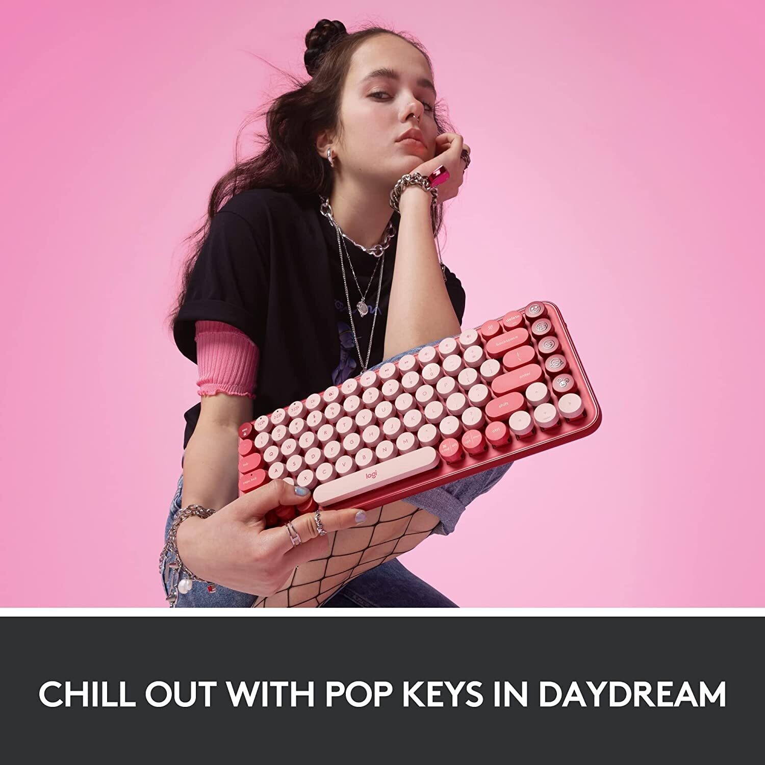 Logitech POP Keys Mechanical Wireless Keyboard , Rose Logitech POP Keys Mechanical Wireless Keyboard , Rose