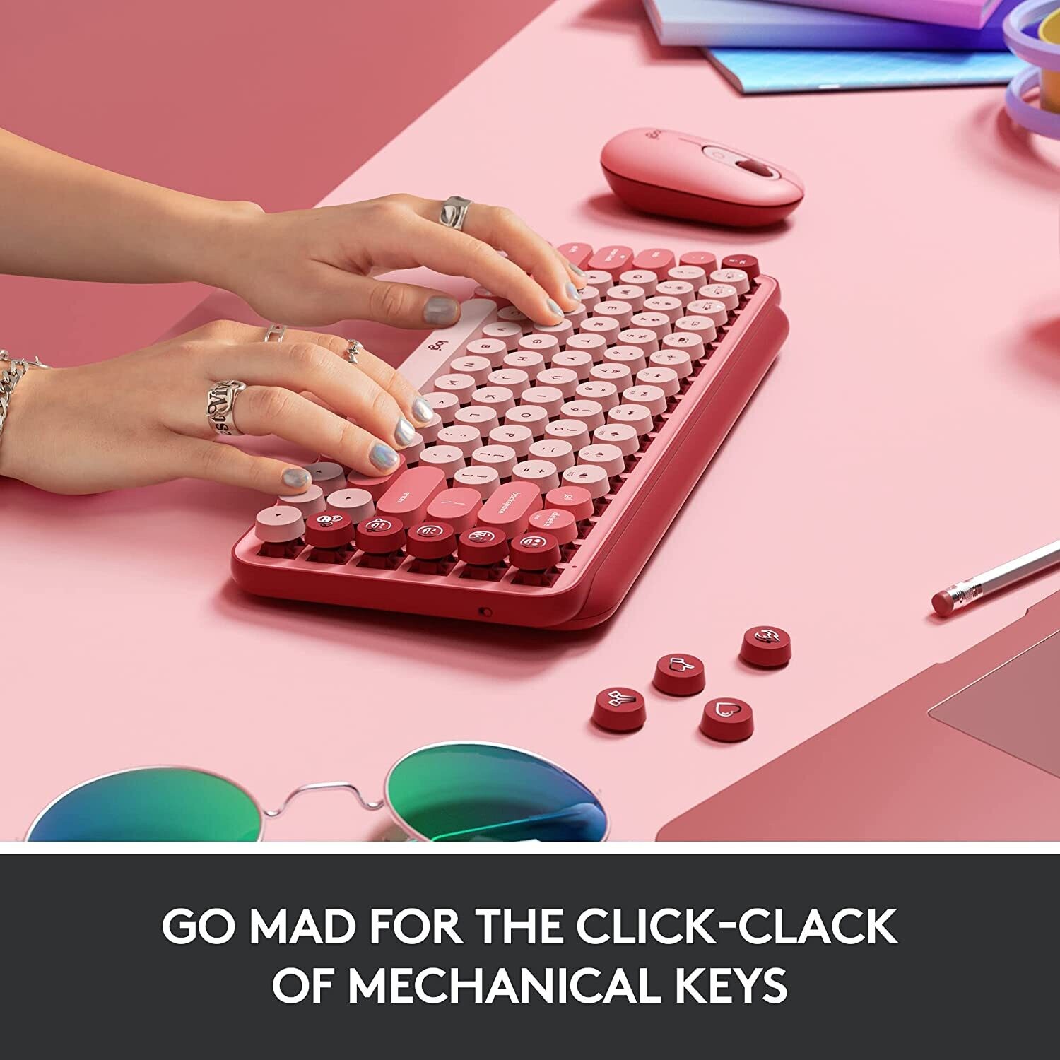 Logitech POP Keys Mechanical Wireless Keyboard , Rose Logitech POP Keys Mechanical Wireless Keyboard , Rose