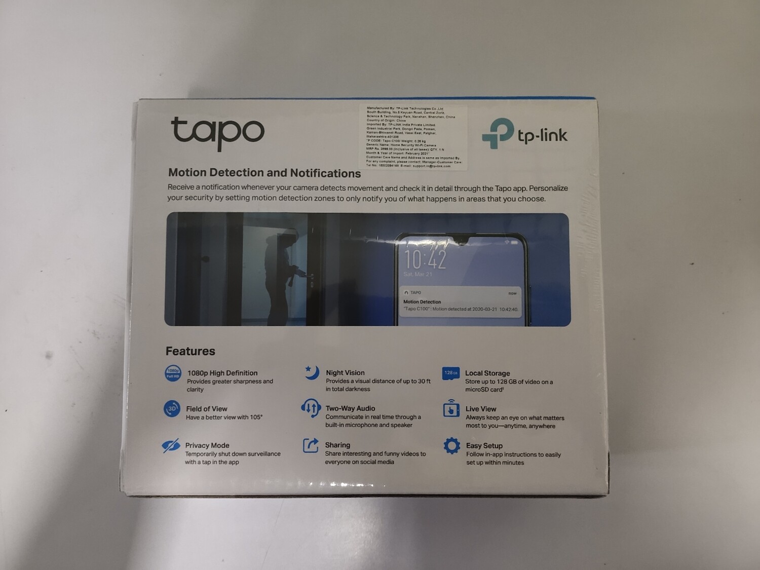 TP-Link Tapo C100 Home Security Wi-Fi Camera TP-Link Tapo C100 Home Security Wi-Fi Camera