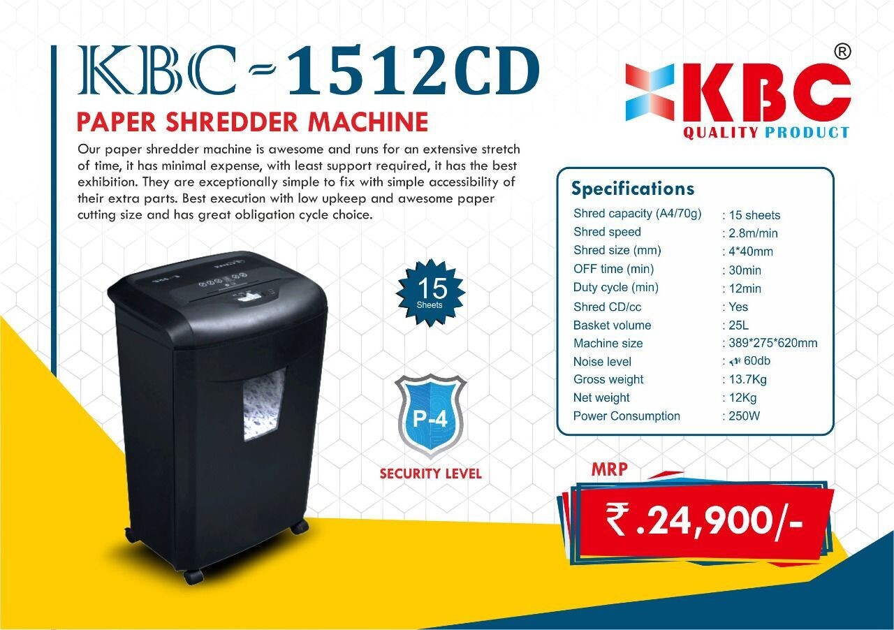 KBC-1512CD Paper Shredder Machine , 15 Sheet KBC-1512CD Paper Shredder Machine , 15 Sheet
