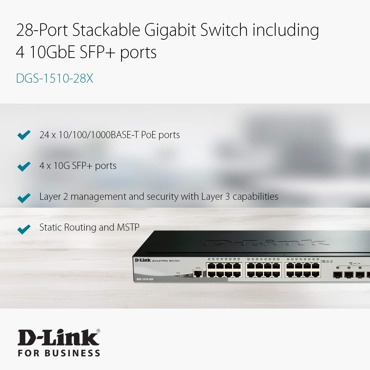 D Link DGS-1510-28X Gigabit Stackable Smart Managed Switch