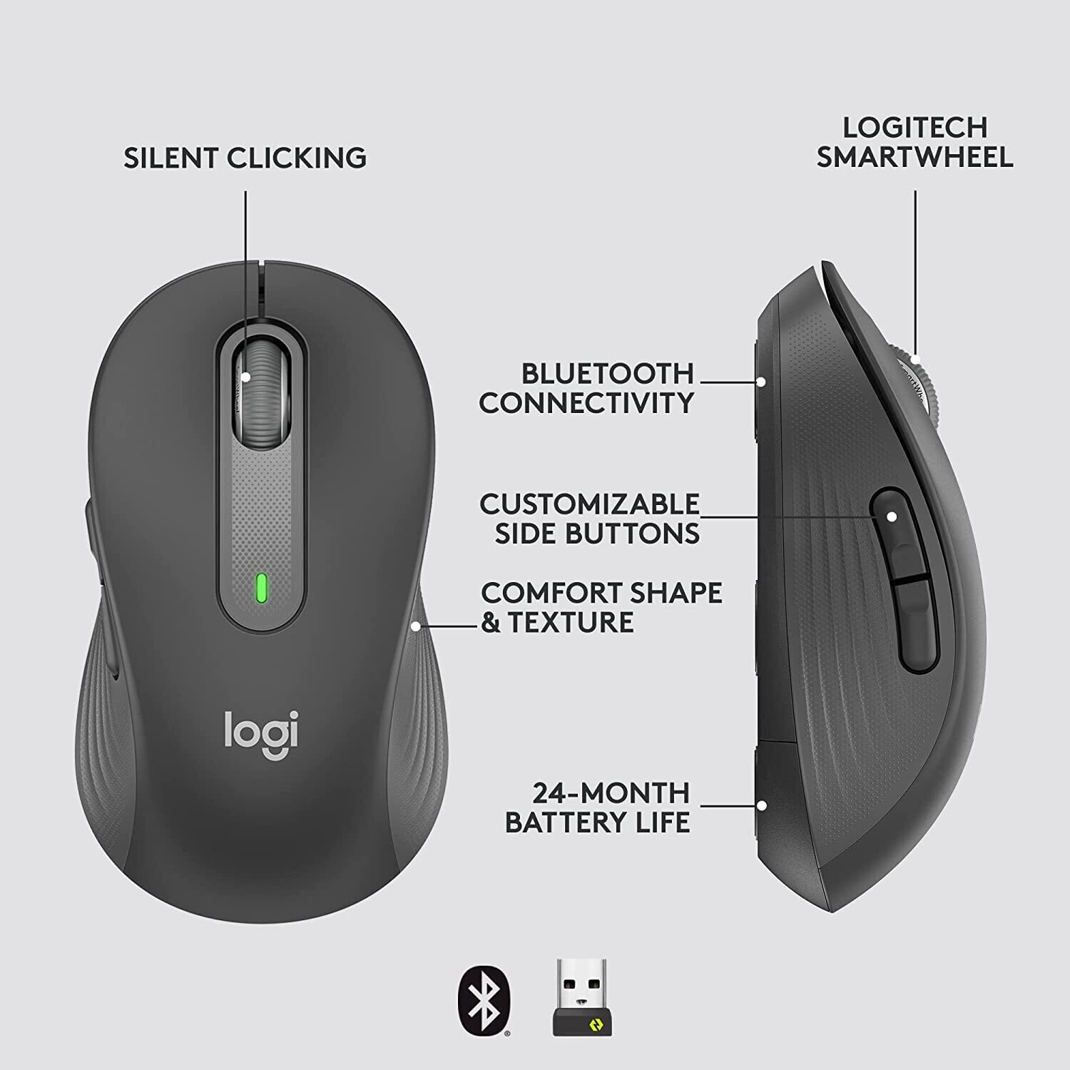 Logitech Signature M650 Wireless Mouse , Graphite