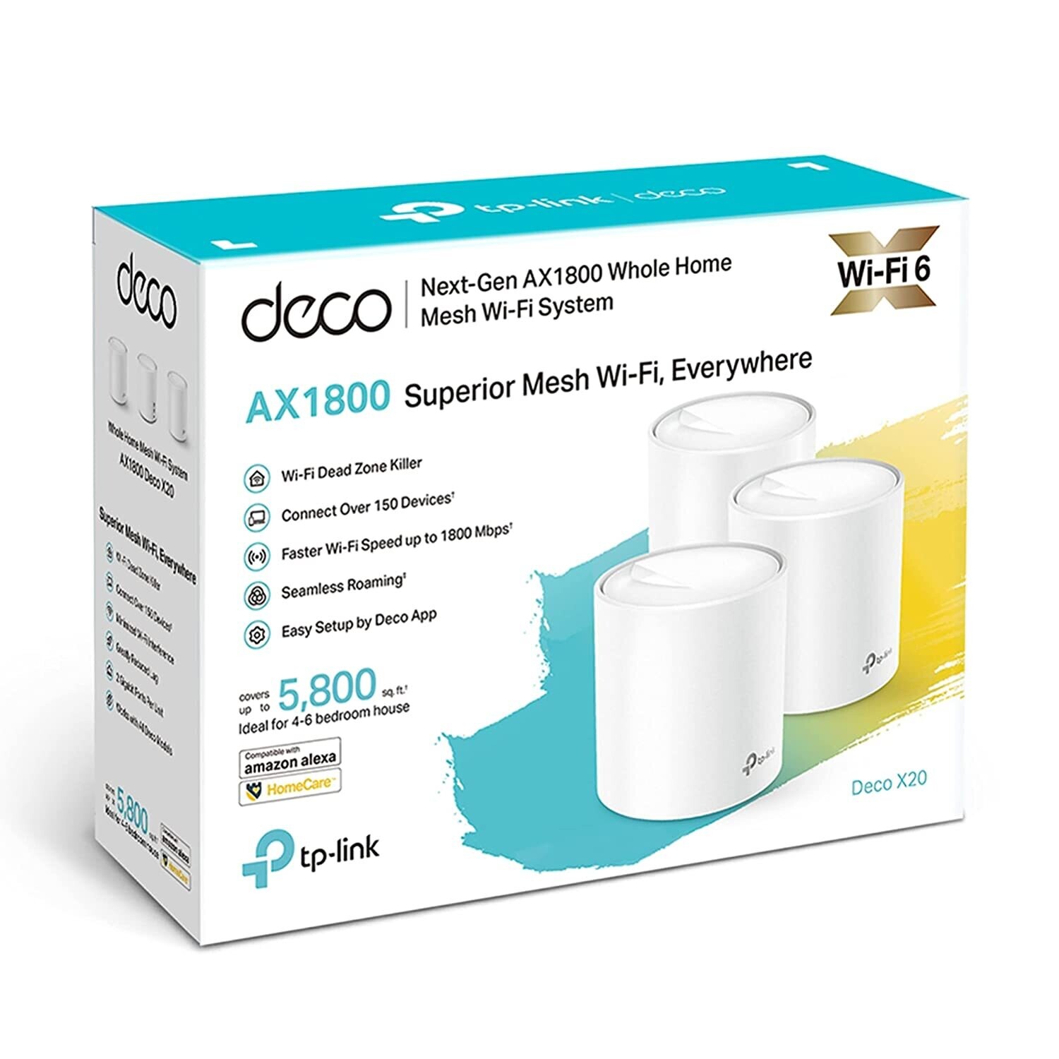 TP Link Deco X20 (3-pack) AX1800 Whole Home Mesh Wi-Fi 6 System