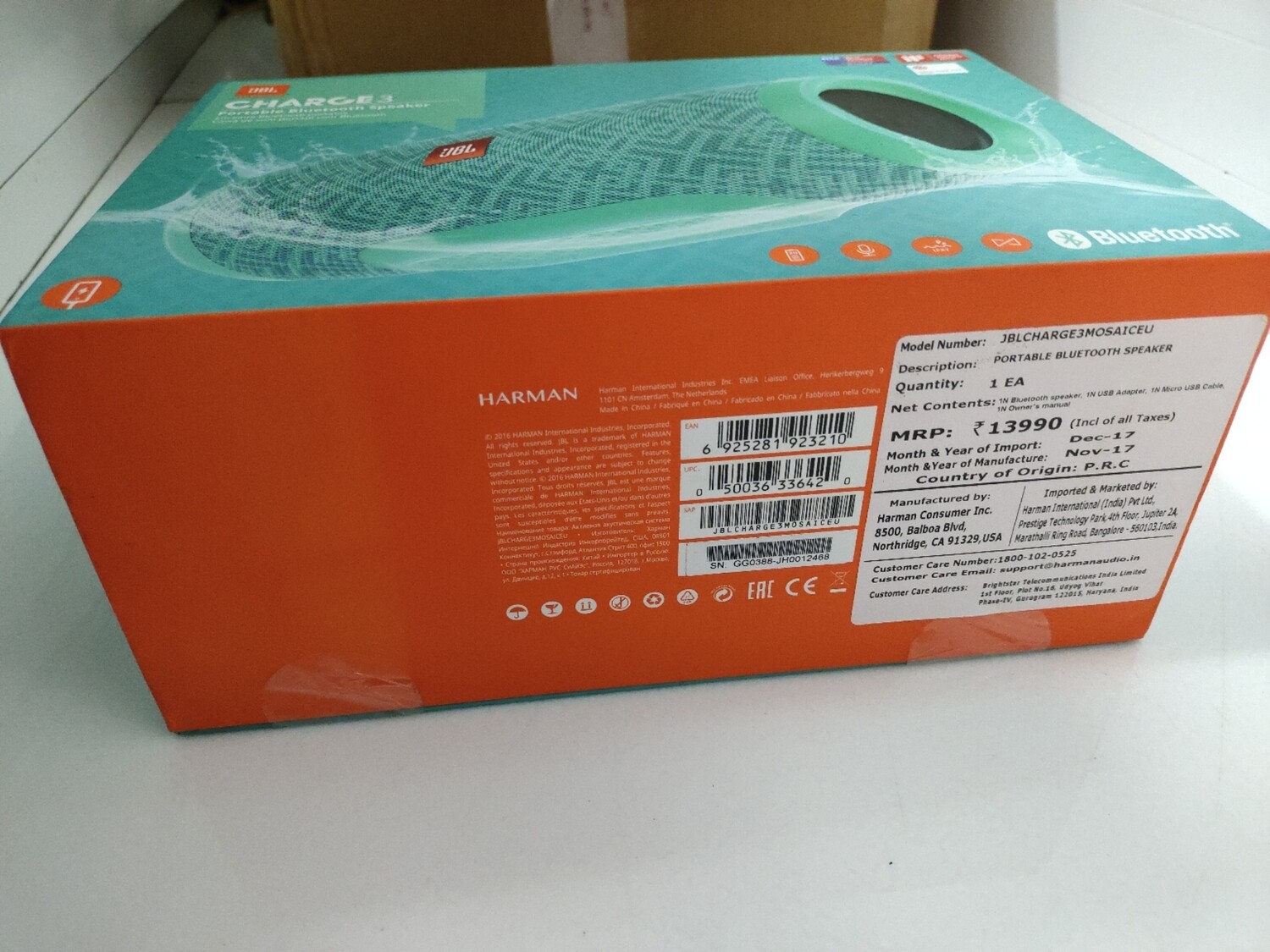 JBL Charge 3 Wireless Portable Speaker, Green JBL Charge 3 Wireless Portable Speaker, Green