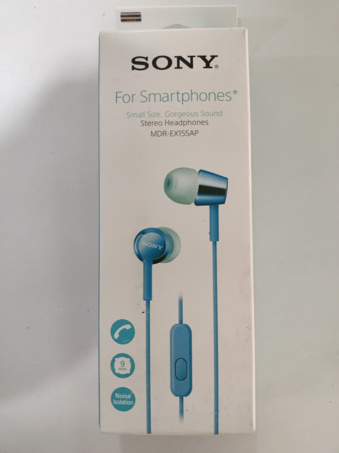 Sony MDR-EX155AP in-Ear Headphones with Mic, Light Blue