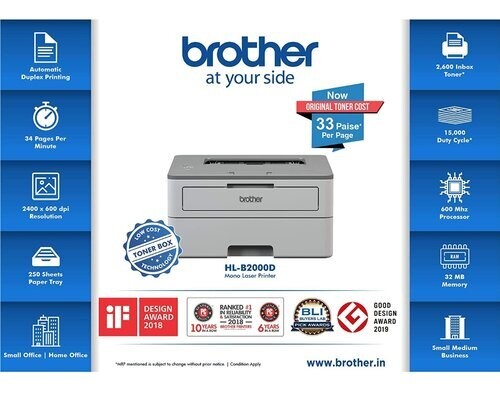 Brother HL-B2000D Mono Laser Printer Brother HL-B2000D Mono Laser Printer