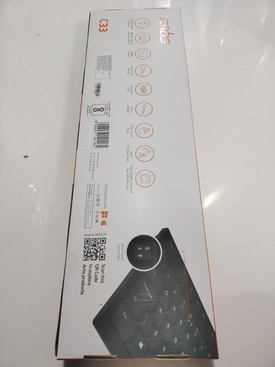 Artis C33 USB Keyboard Mouse Combo Pack