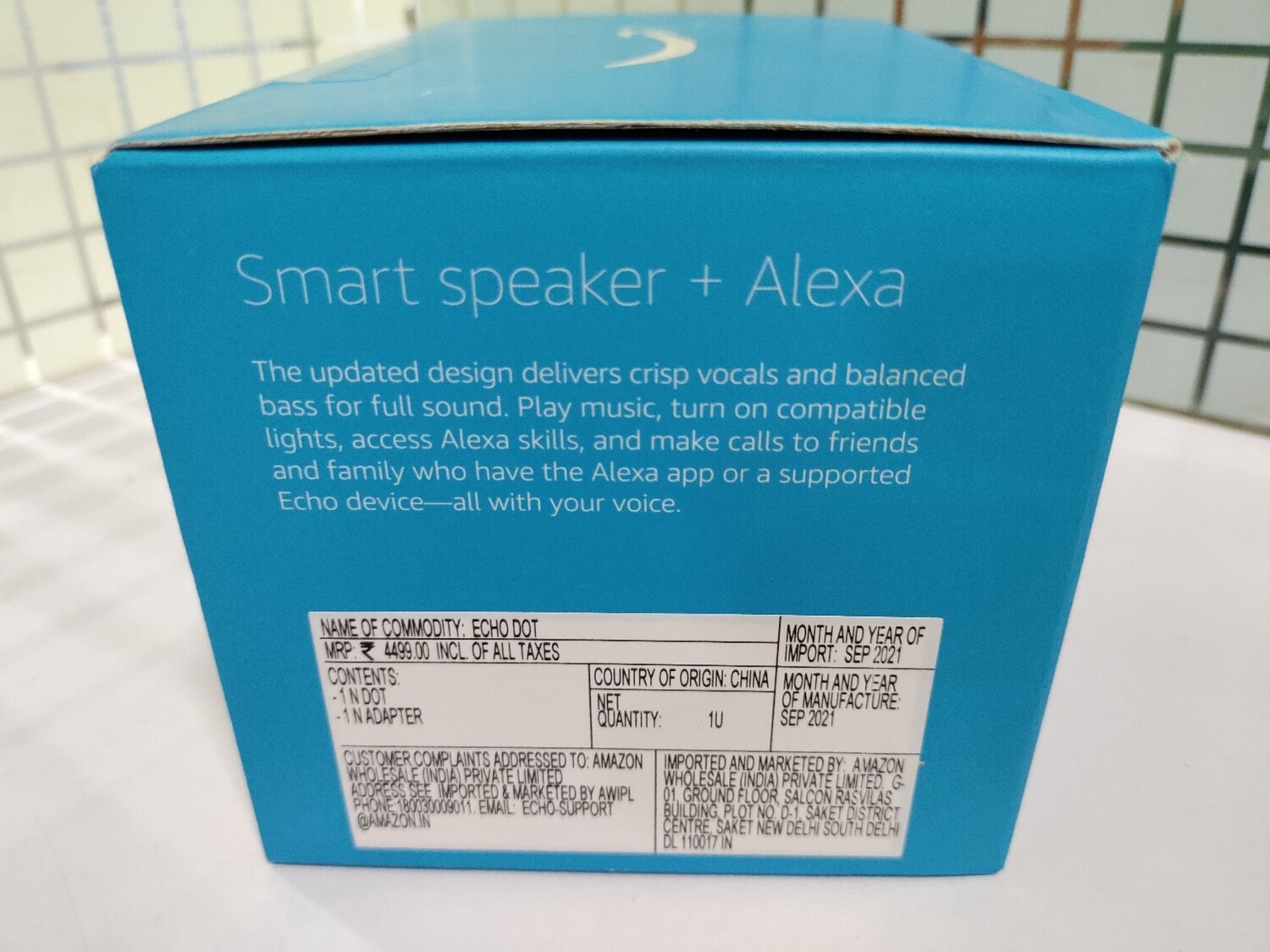 Amazon Echo Dot 4th Gen, Alexa Smart Speaker, Blue