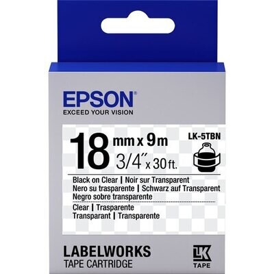Epson LK-5TBN Label Tape 18 mm. Black On Clear