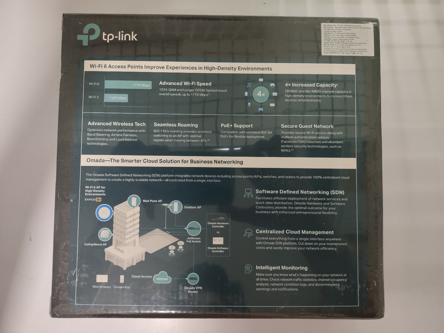 TP-Link EAP620 HD AX1800 WiFi 6 Wireless Dual Band Ceiling Mount Access Point